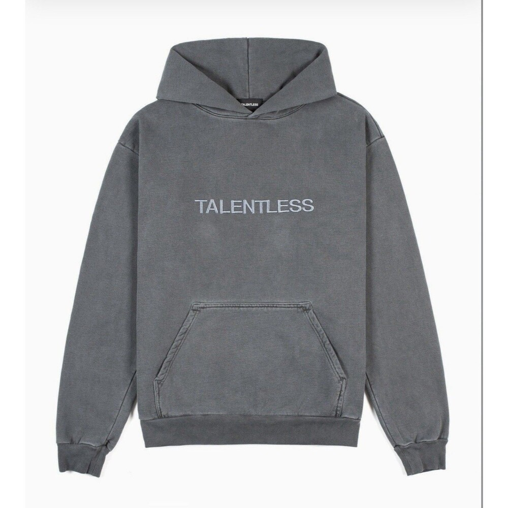 Talentless Circle Logo Embroidered Hoodie Steel Grey Men’s Size XL NWT